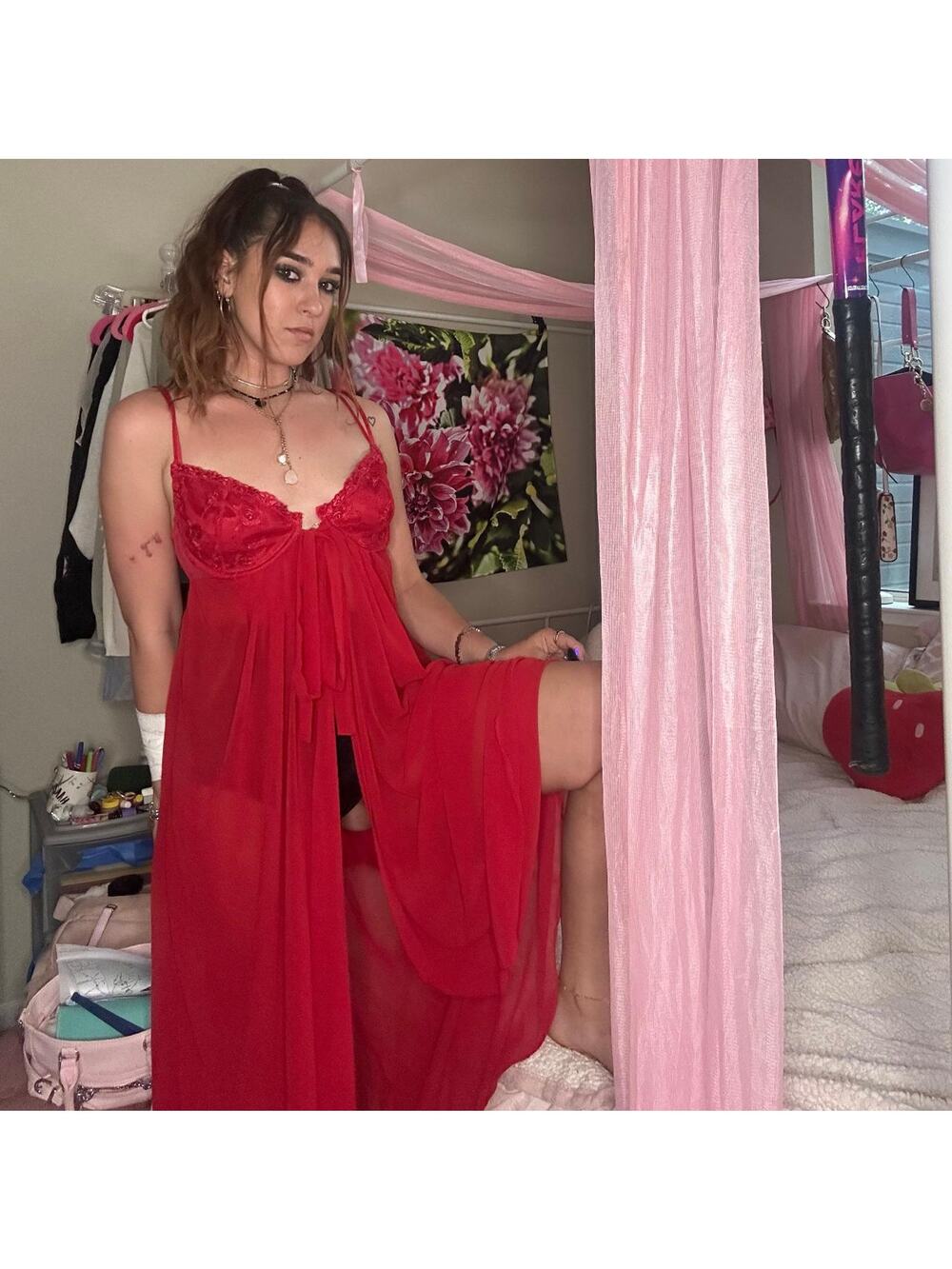 Vintage delicates sheer red lingerie
